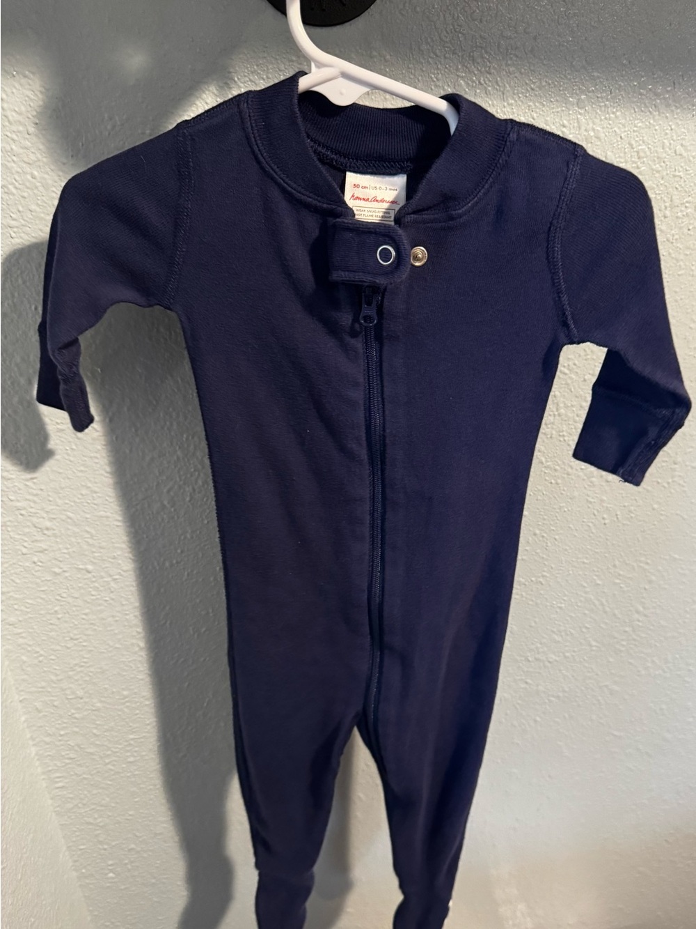 Hanna Andersson Navy Zip Front Footed One-Piece